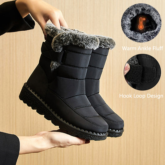 Winter Snow Warm Plush Platform Waterproof Velcro Boots