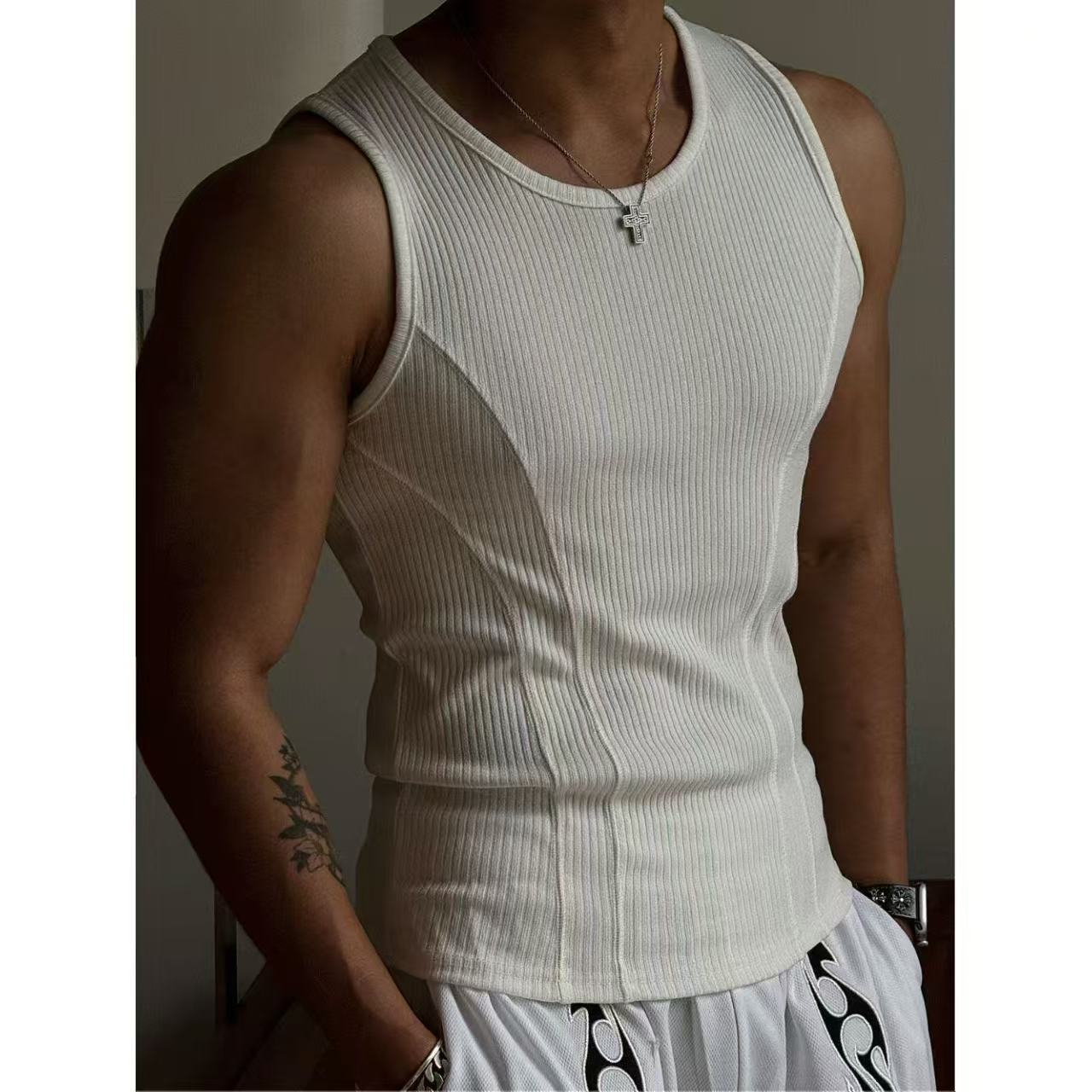Stitching I-shaped Vest Men's Tight
