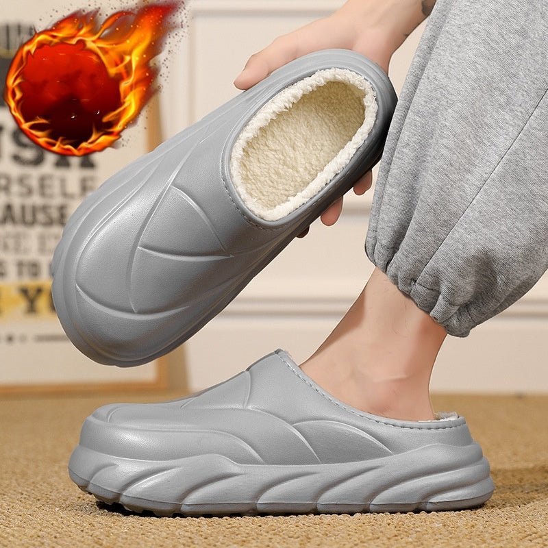 Couple Autumn And Winter Fleece-lined Warm Indoor Non Slip Cotton Slippers