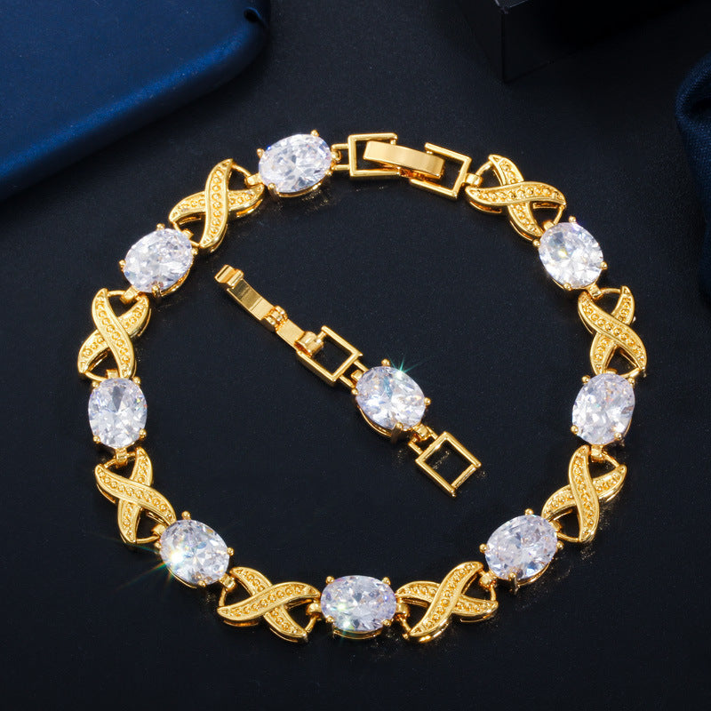Simple Fashion AAA Zircon Bracelet Real Gold Plating