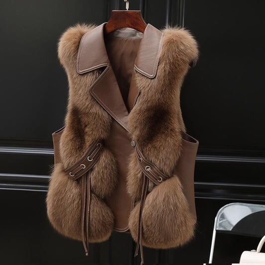 Women's Fox Fur Vest Short Coat Autumn And Winter Vest