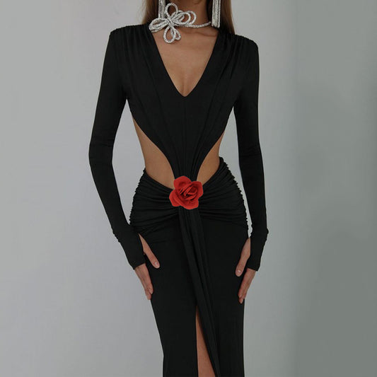 Sexy V-neck Backless Long Fishtail Gown