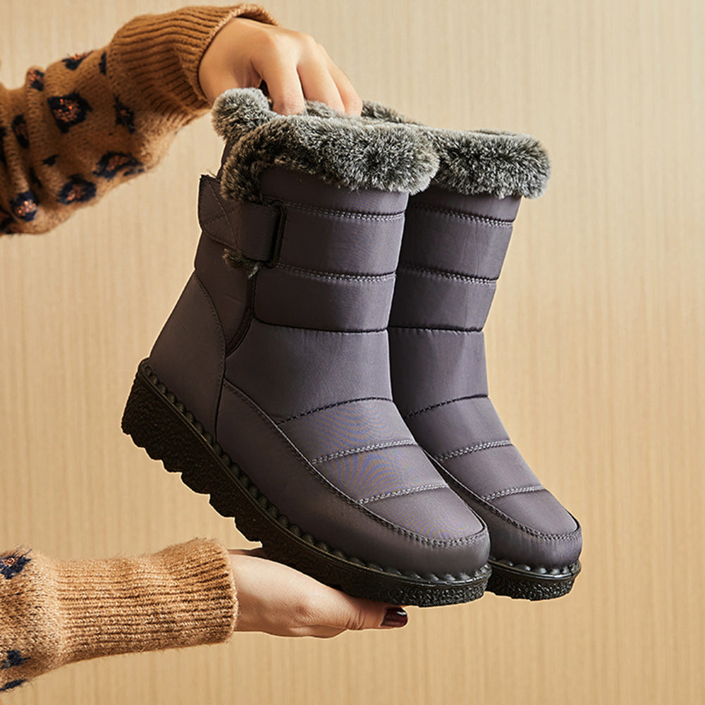 Winter Snow Warm Plush Platform Waterproof Velcro Boots