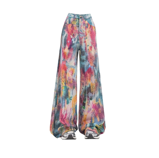 Women's Splash-ink Palette Dopamine Color Jeans