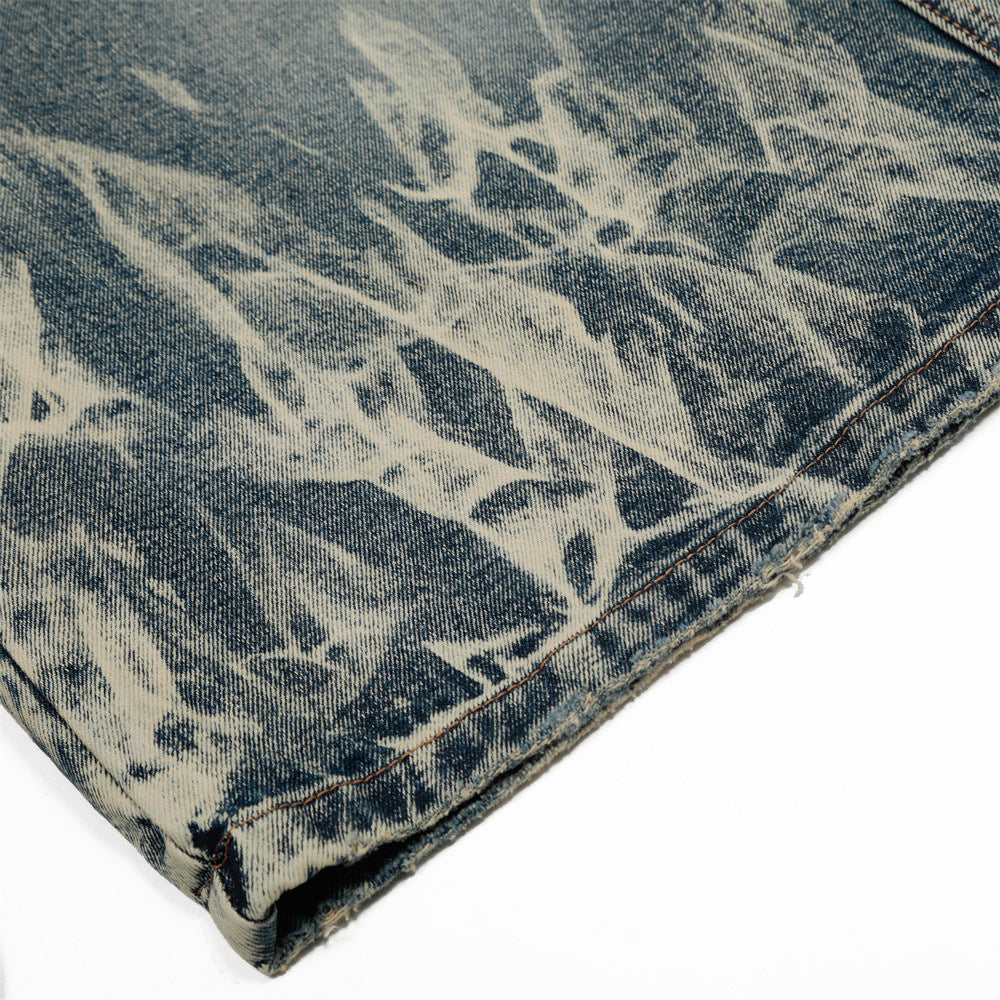 Punk Tie-dye Denim Middle Pants