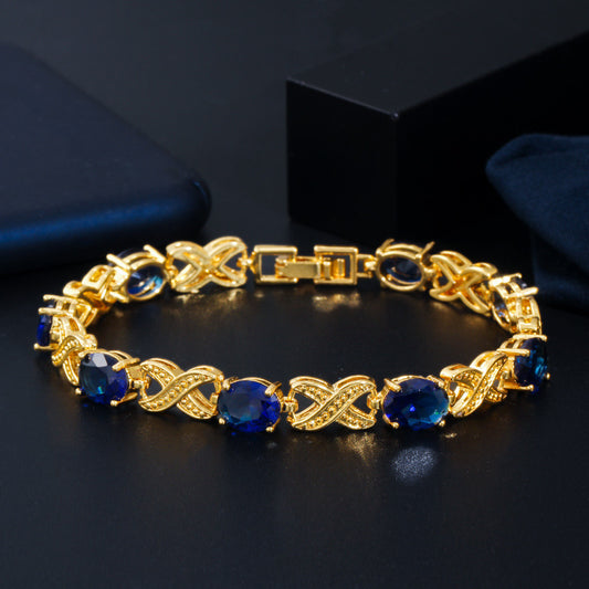 Simple Fashion AAA Zircon Bracelet Real Gold Plating