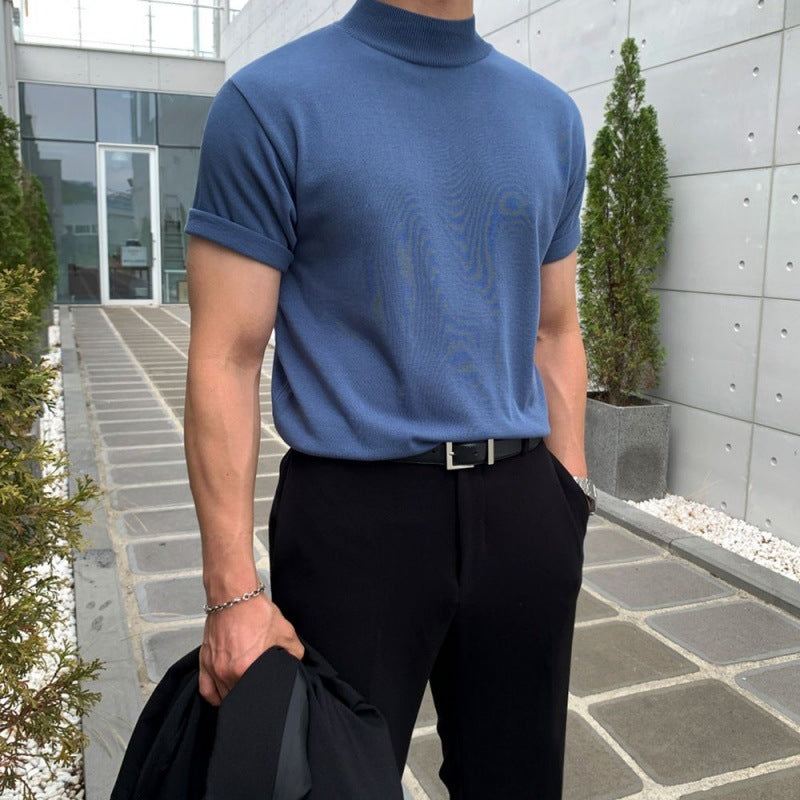 Half Turtleneck Knitted T-shirt