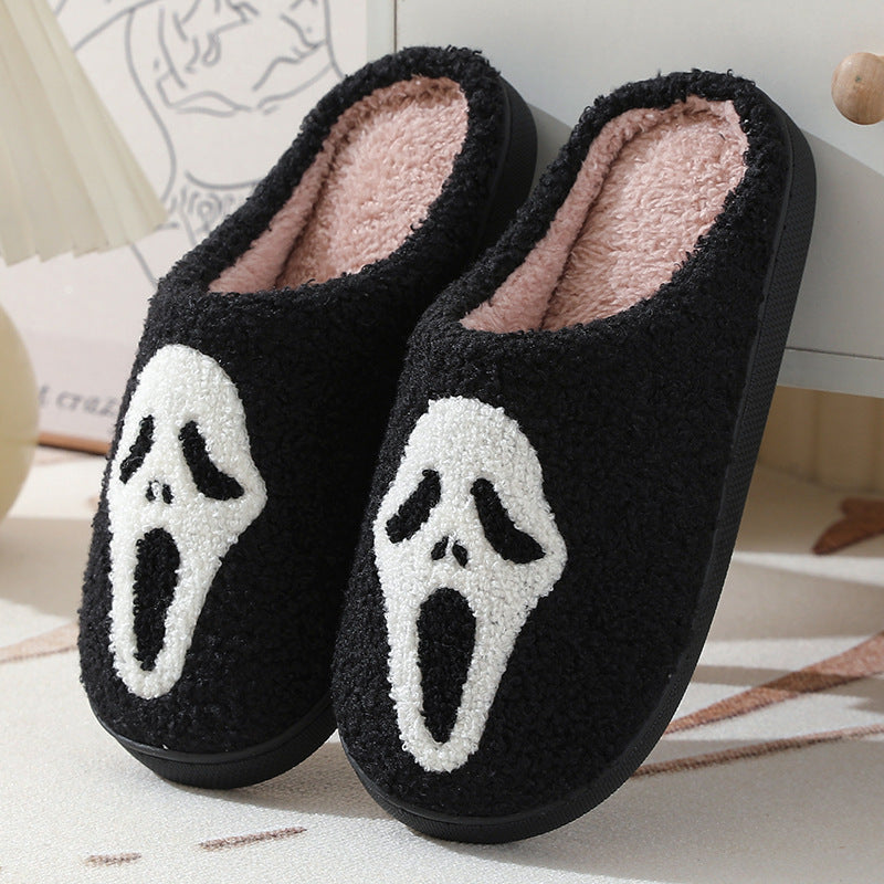 Halloween Skull Cartoon Print Warm Winter Slippers