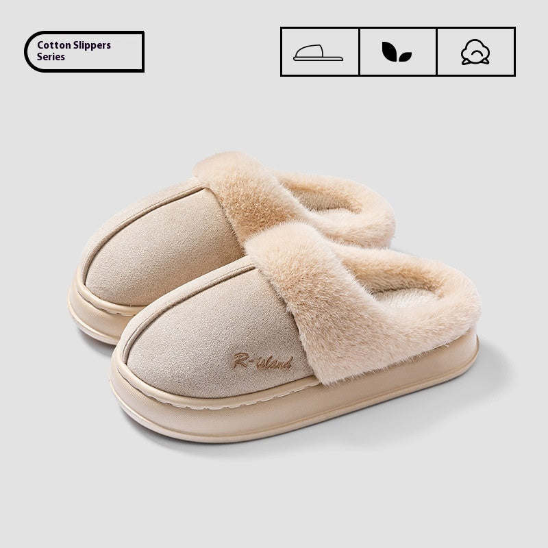 Winter Cosy Warm Couple Fluffy Slippers Women Men Non-slip Soft Slides
