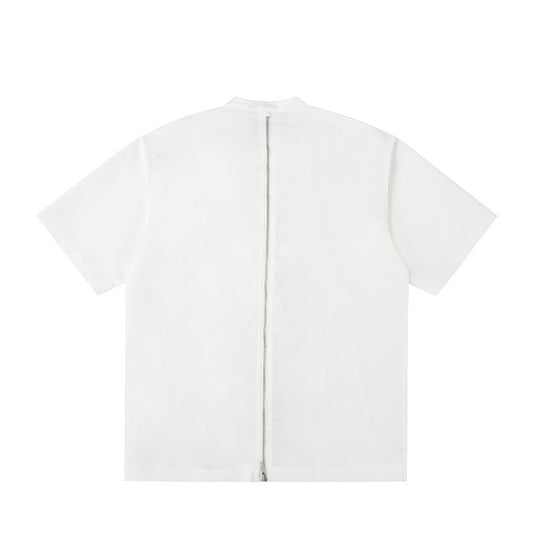 Men's Split Metal Zipper Deconstruction Padded Shoulder Shirt