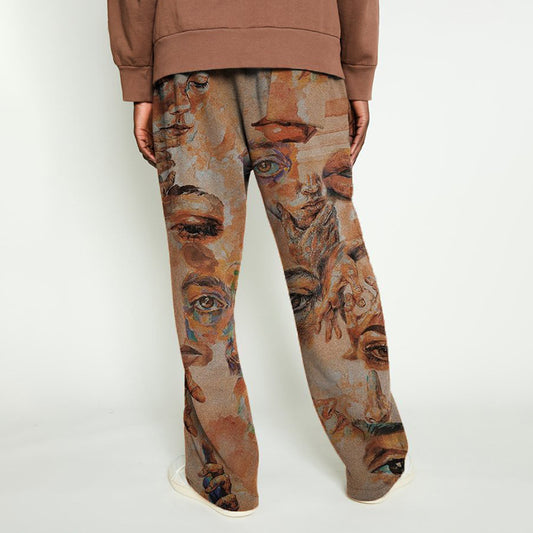Men's Printed Mid Waist Loose Trousers