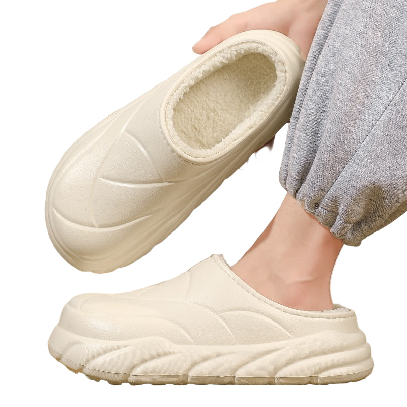 Couple  Autumn And Winter Fleece-lined Warm Indoor Non Slip Cotton Slippers