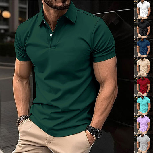 Men's Polo Shirt  Lapel Button Top