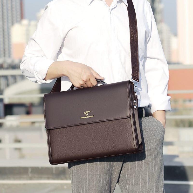 Horizontal Leather Portable Briefcase