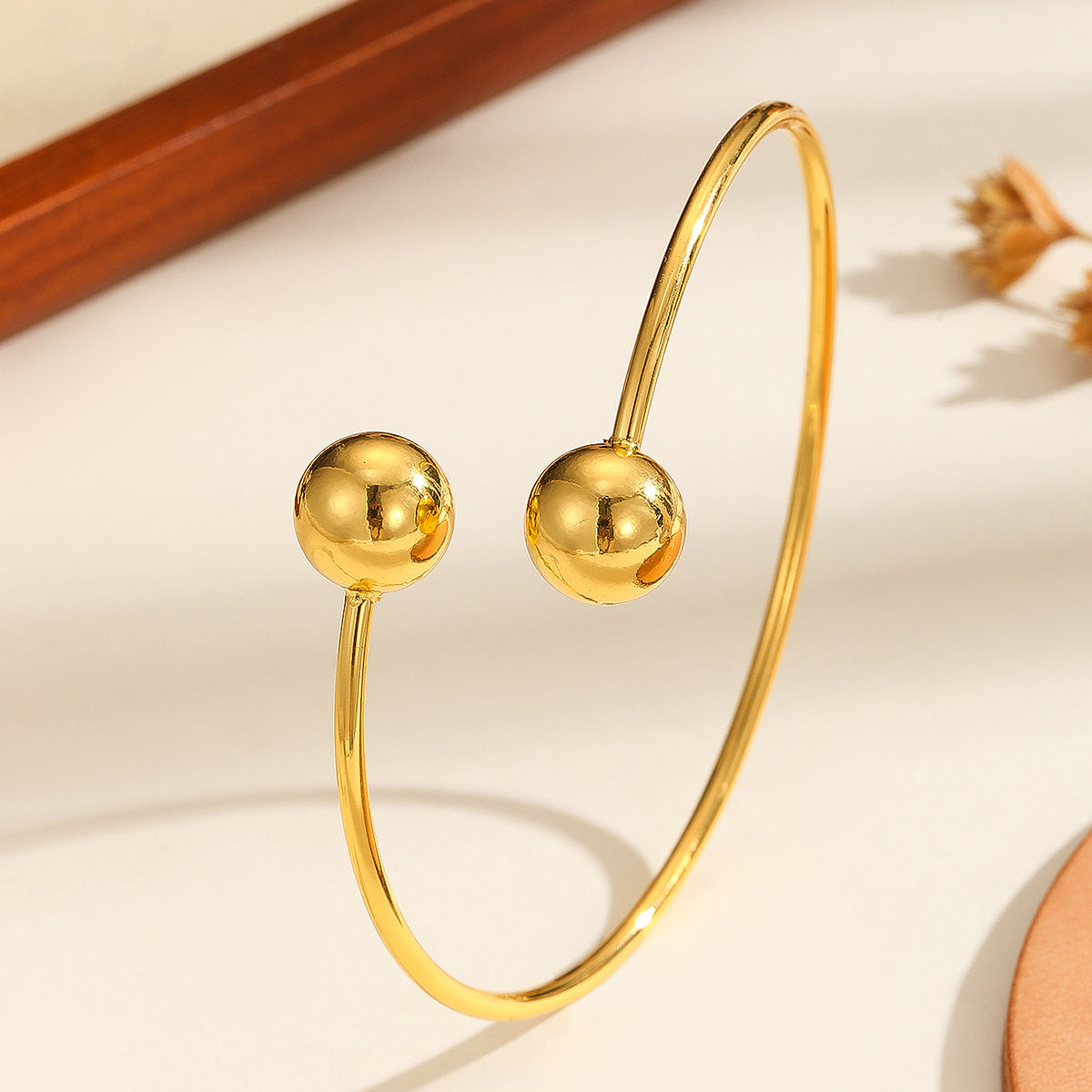 1pcs Copper Plated 18k Gold Double-Headed Beads