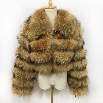 Fox Fur Short Lapel-Long Sleeve Coat