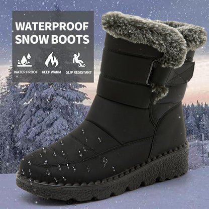 Winter Snow Warm Plush Platform  Waterproof Velcro Boots