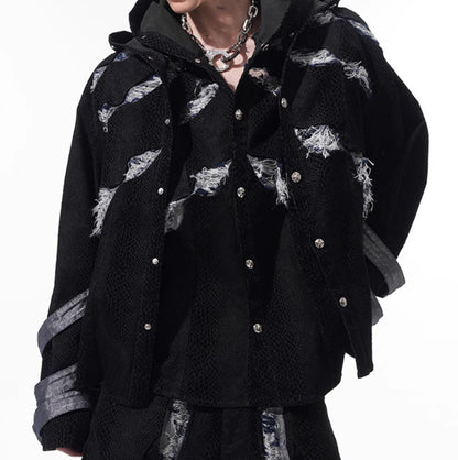 Scratch Snake Print Hooded Jacket
