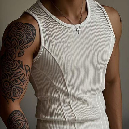 Stitching I-shaped Vest  Men's Tight