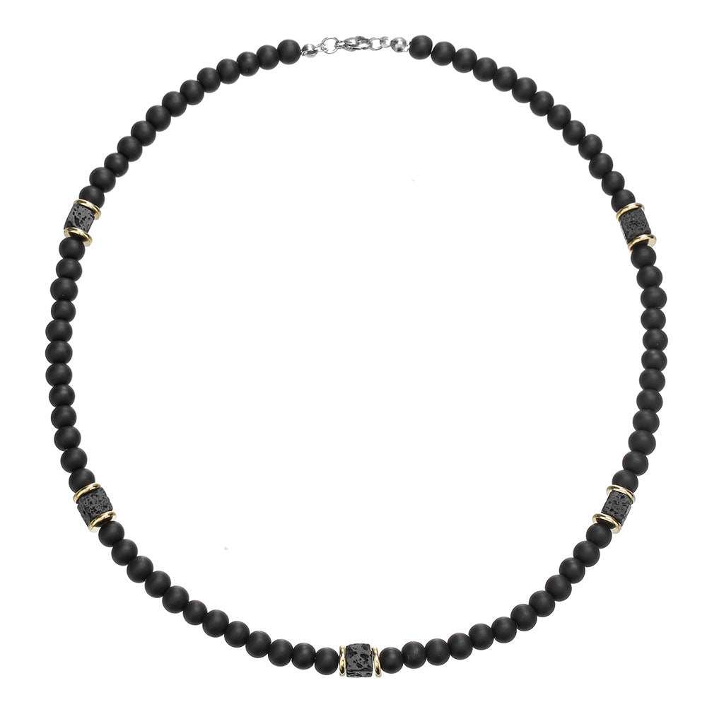 Beaded Glitter Volcanic Rock Necklace