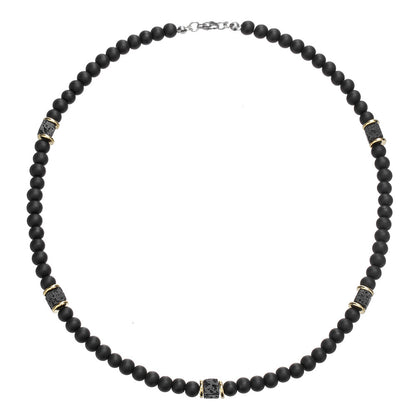 Beaded Glitter Volcanic Rock Necklace