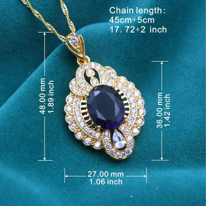 Zircon-inlaid Pendant Necklace