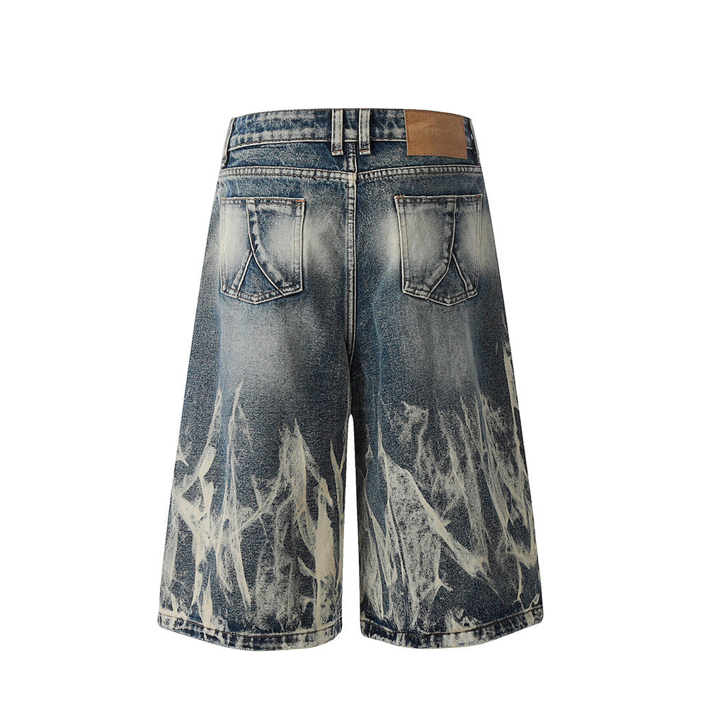 Punk Tie-dye Denim Middle Pants