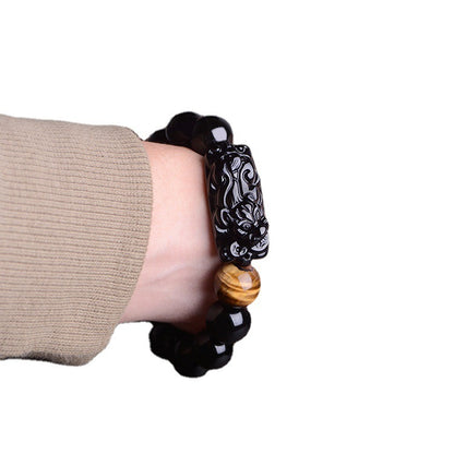 Ethnic Style Natural Obsidian Pi Xiu Bracelet