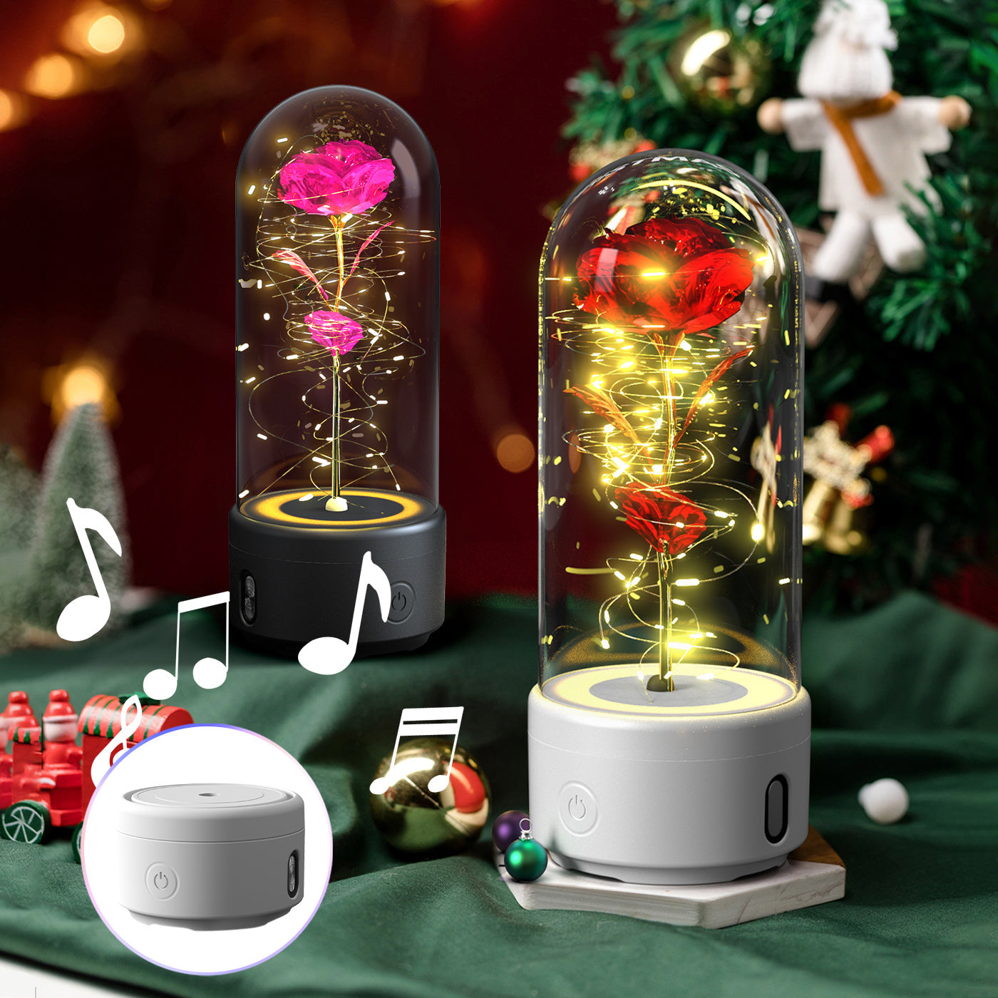 2 In 1 Rose Flowers LED Light And Bluetooth-compatible Speaker Gift Rose Luminous  Gift