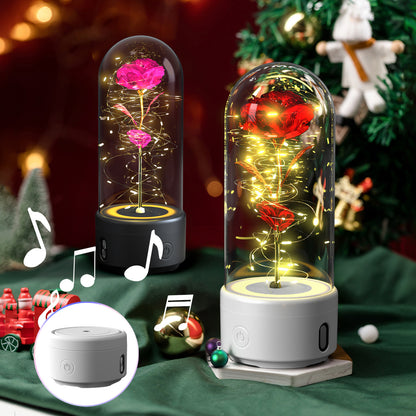 2 In 1 Rose Flowers LED Light And Bluetooth-compatible Speaker Gift Rose Luminous  Gift