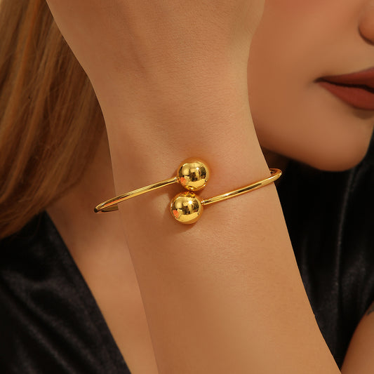 1pcs Copper Plated 18k Gold Double-Headed Beads