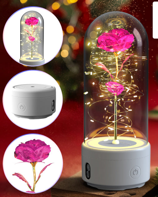 2 In 1 Rose Flowers LED Light And Bluetooth-compatible Speaker Gift Rose Luminous  Gift