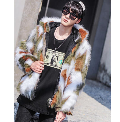 Men's Luxury Faux fur velvet cotton coat