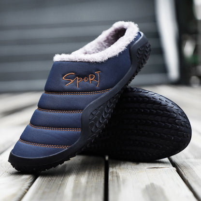 Men's Autumn Winter Cotton Thick-soled Slippers