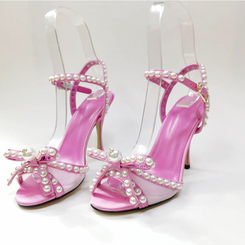 Women's Bow Stilettos Pearl High Heels