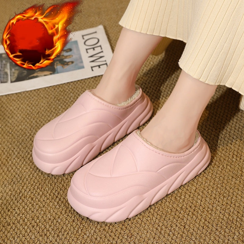 Couple  Autumn And Winter Fleece-lined Warm Indoor Non Slip Cotton Slippers
