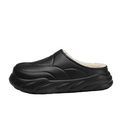 Couple  Autumn And Winter Fleece-lined Warm Indoor Non Slip Cotton Slippers