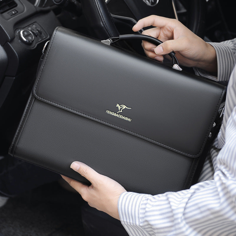 Horizontal Leather Portable Briefcase