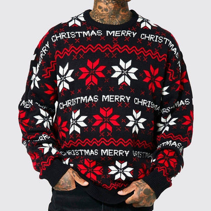 Men's Christmas Jacquard Loose-fitting Long-sleeve Sweater