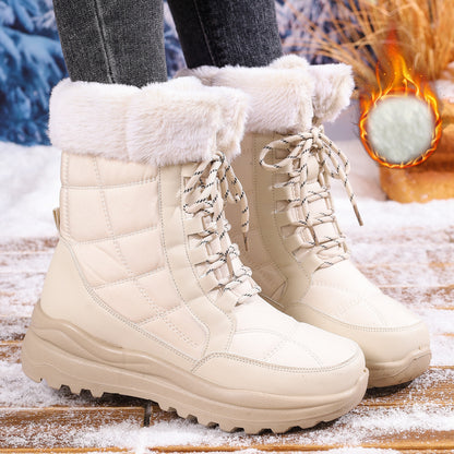 Women's High-top Fleece-lined Waterproof Snow Boots