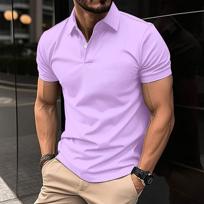 Men's Polo Shirt  Lapel Button Top