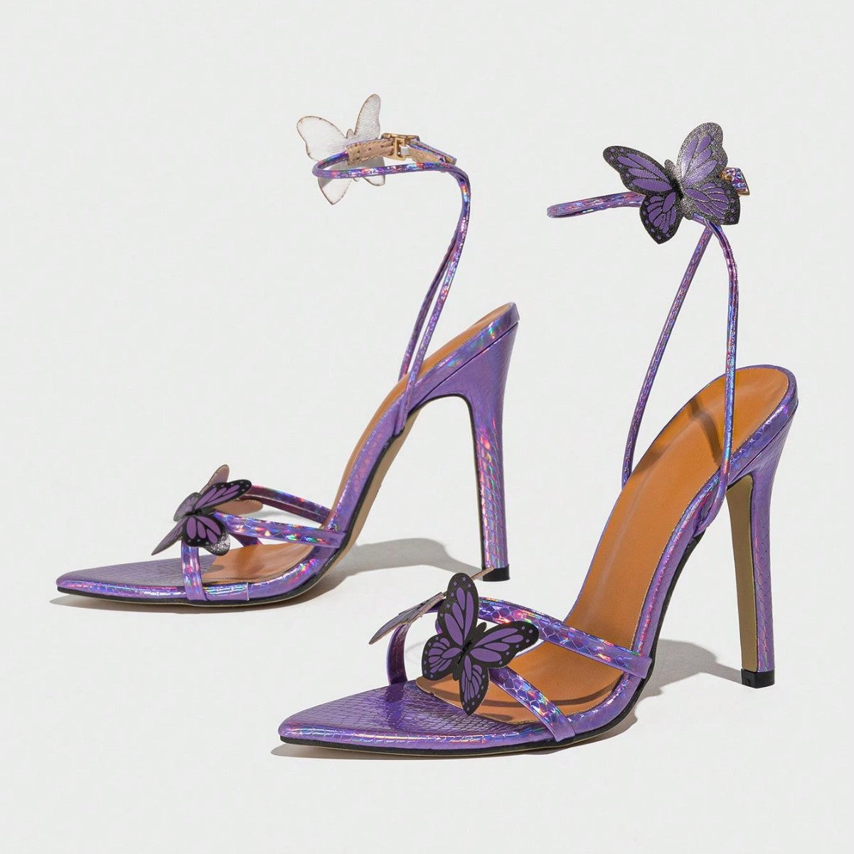 Women's Pointed-toe Three-dimensional Butterfly Stiletto Heel Sandals