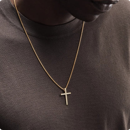 Men's 18K Gold Diamond Cross Necklace