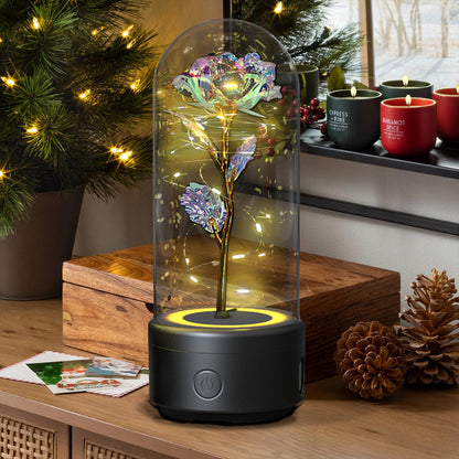 2 In 1 Rose Flowers LED Light And Bluetooth-compatible Speaker Gift Rose Luminous  Gift
