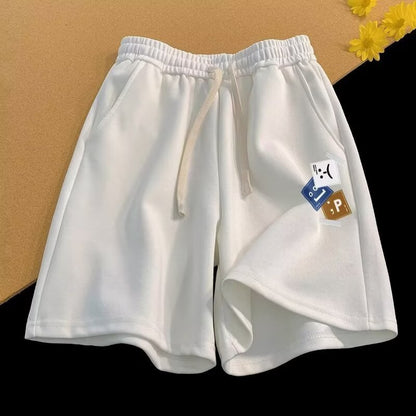 Men's Vintage Letter Print Loose Straight Shorts