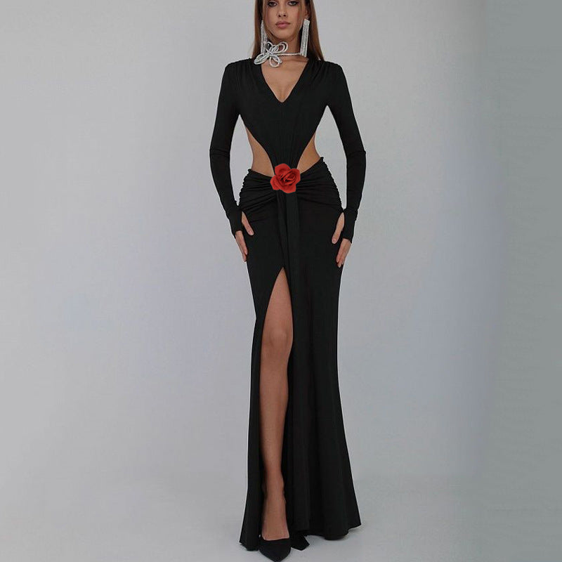 Sexy V-neck Backless Long Fishtail Gown