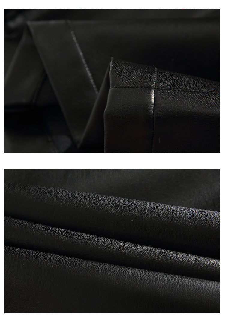 Men's Loose Straight Retro Street PU Leather Pants