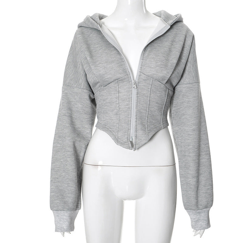 Women's Zipper Hoodie, Long Sleeve, Corset Jacket