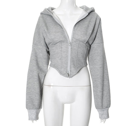 Women's Zipper Hoodie, Long Sleeve, Corset Jacket
