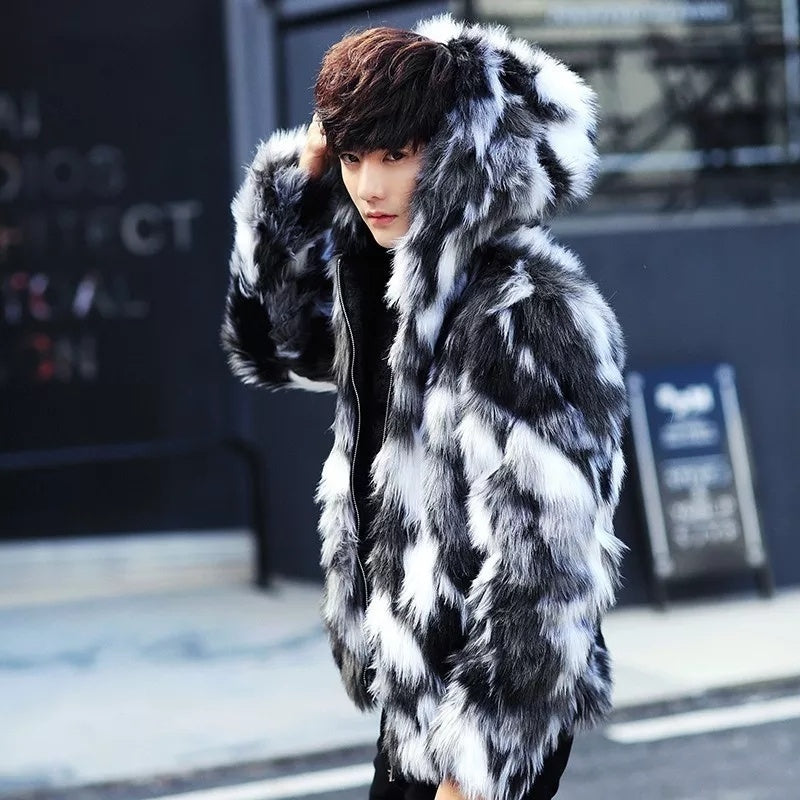 Men's Luxury Faux fur velvet cotton coat